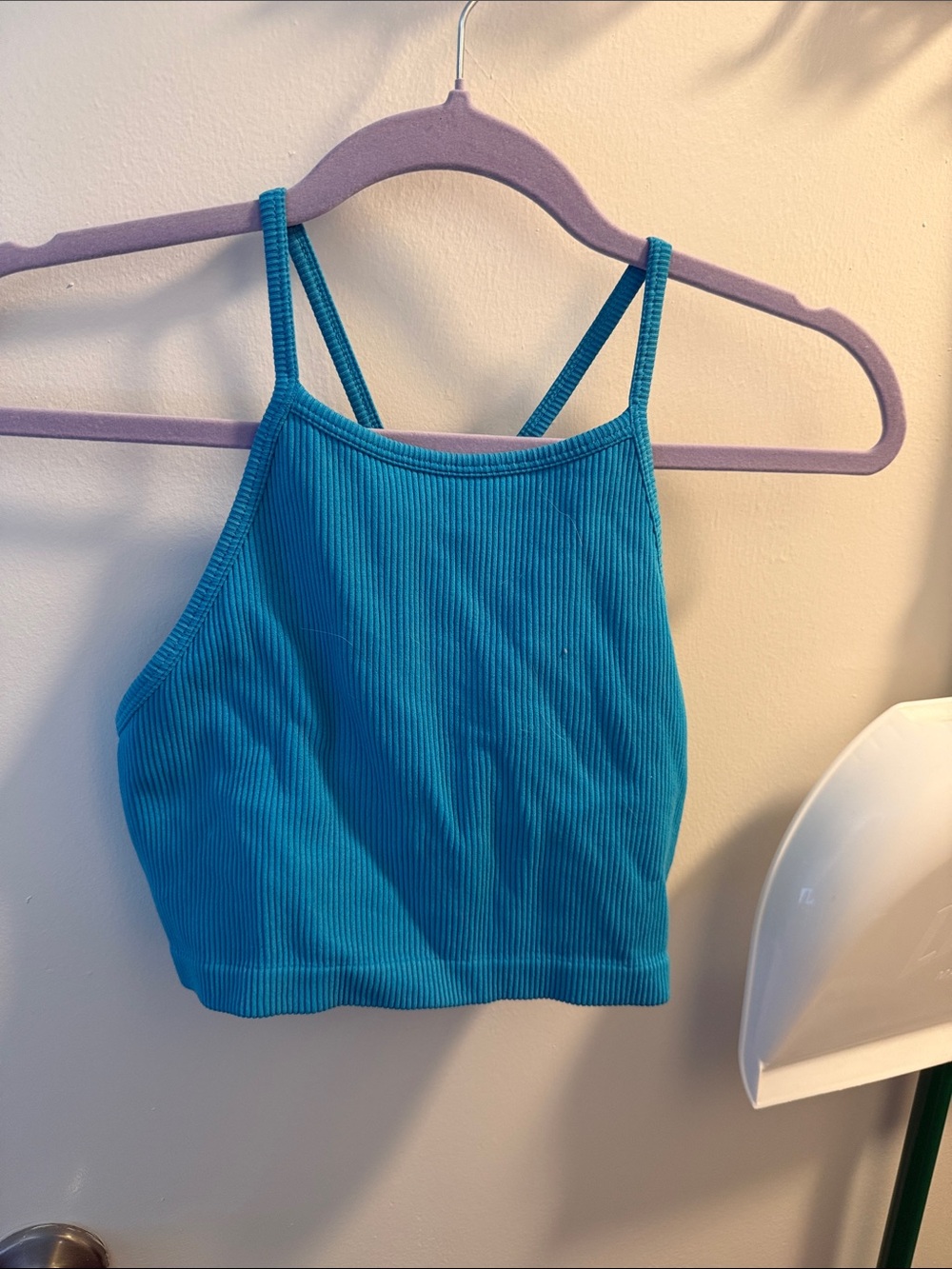JoyLab Teal Ribbed Halter Crop Tank